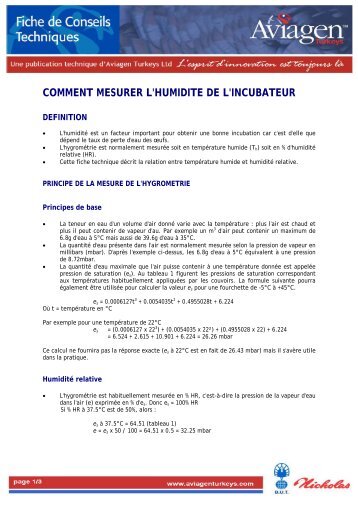 VENTILATION DE L'INCUBATEUR - Aviagen Turkeys