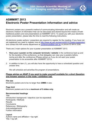 ASMMIRT 2013 Electronic Poster Presentation information and ... - AIR