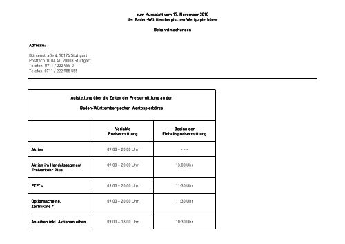 zum Kursblatt vom zum Kursblatt vom 17 ... - Börse Stuttgart