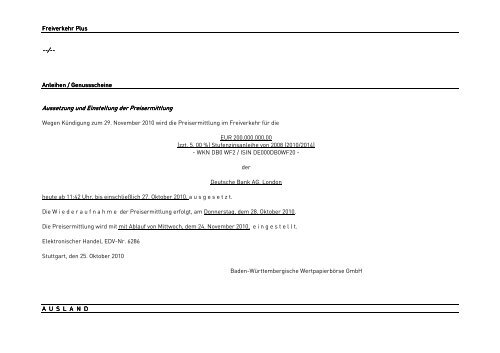 zum Kursblatt vom zum Kursblatt vom 17 ... - Börse Stuttgart