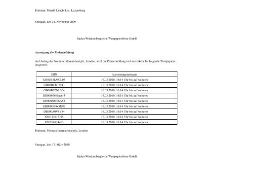 zum Kursblatt vom zum Kursblatt vom 17 ... - Börse Stuttgart