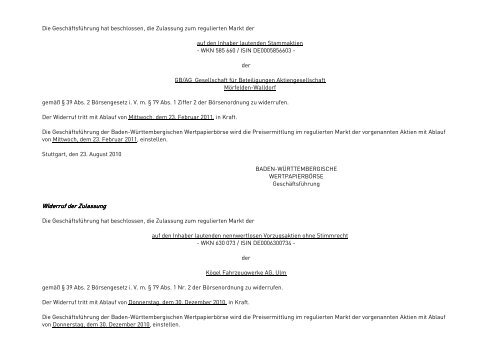 zum Kursblatt vom zum Kursblatt vom 17 ... - Börse Stuttgart