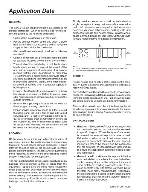 Series 100 Single Package Units, Engineering Guide, 100.50-EG7