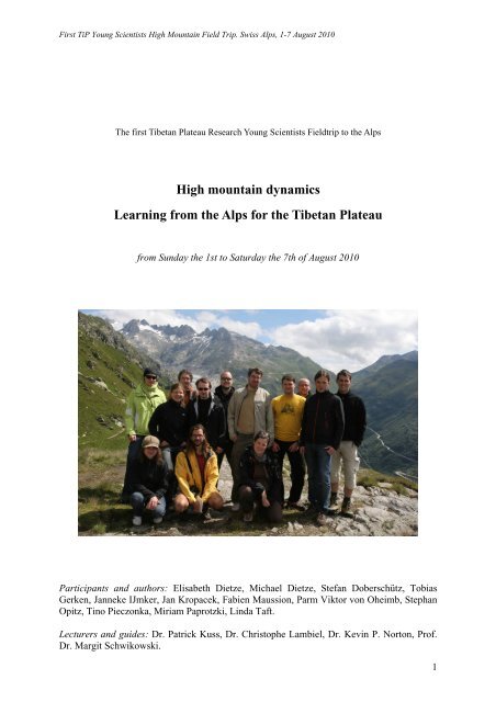 High Mountain Dynamics Learning From The Alps For The Tibetan