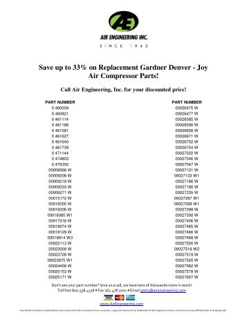 Save up to 33% on Replacement Gardner Denver - Joy Air ...