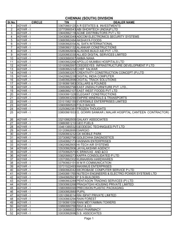 Chennai(South) - Tamil Nadu VAT - Commercial Taxes Department