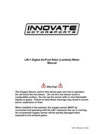 LM-1 Digital Air/Fuel Ratio (Lambda) Meter Manual - Innovate ...