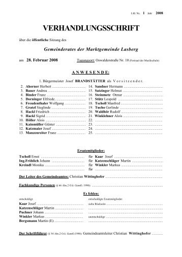 VERHANDLUNGSSCHRIFT - Lasberg
