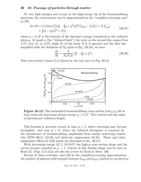 30. Passage of particles through matter 1 - Particle Data Group