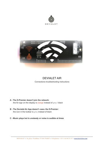 Devialet Air Troubleshooting