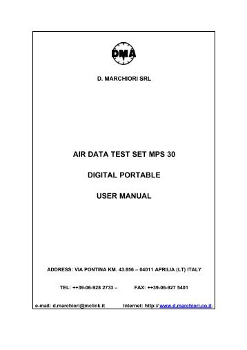 air data test set mps 30 digital portable user manual - CALIBRATION ...