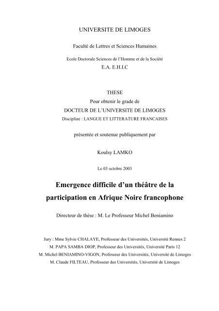 Emergence Difficile D Un Theatre De La Participation En Afrique Noire Emergence Difficile D Un Theatre De La Participation En Afrique Noire