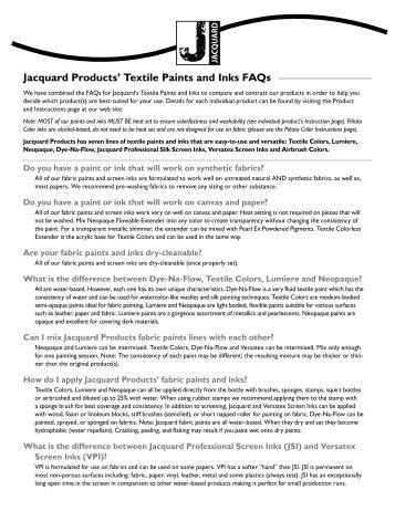 Jacquard Products' Textile Paints and Inks FAQs