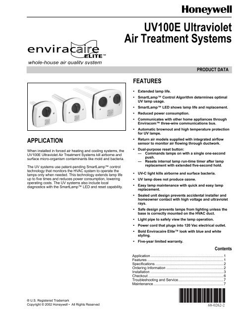 68 0262 UV100E Ultraviolet Air Treatment System NTsupply
