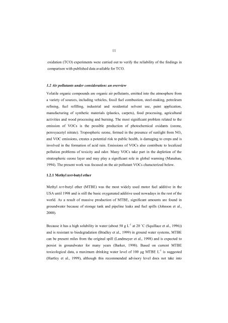 gas-phase photocatalytic oxidation of volatile organic ... - Doria