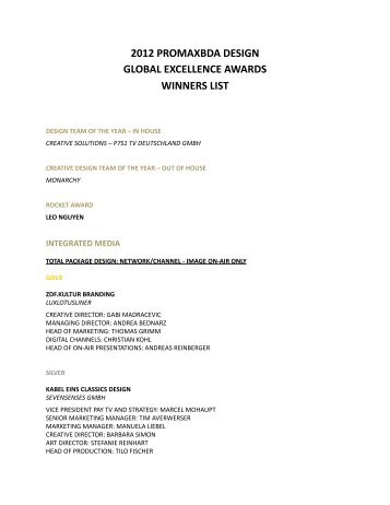 2012 BDA Global Excellence - PromaxBDA