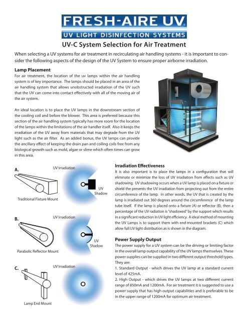 Uv C System Selection For Air Treatment Fresh Aire Uv