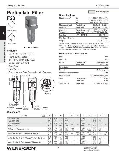 Compressed Air Treatment - Wilkerson Corporation