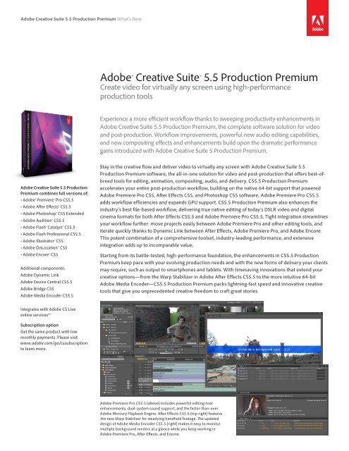 Adobe Creative Suite 5.5 Production Premium What's New