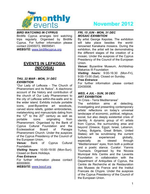 November 2012 - Cyprus Tourism Organisation