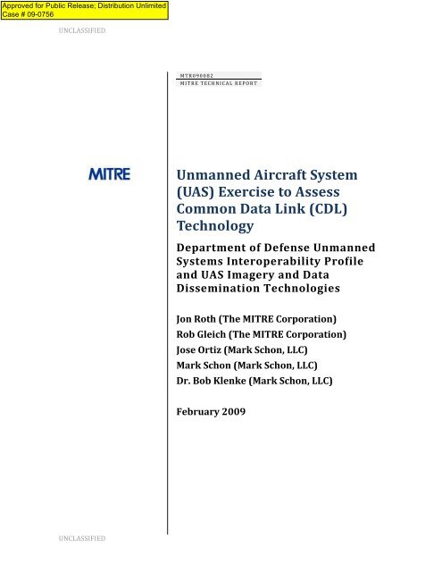 Unmanned Aircraft System (UAS) Exercise to Assess ... - Mitre