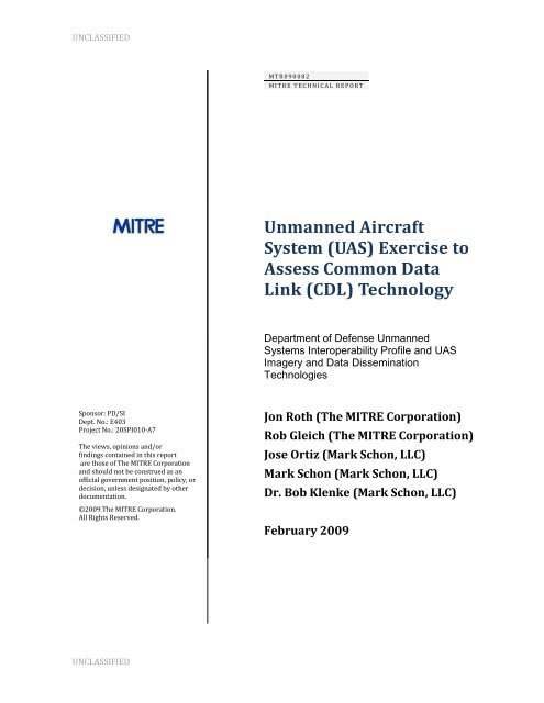 Unmanned Aircraft System (UAS) Exercise to Assess ... - Mitre