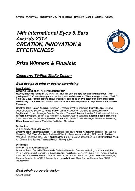 14th International Eyes Amp Ears Awards 12 Creation Eeofe