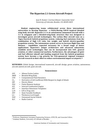 The Hyperion 2.1 Green Aircraft Project - AIAA Info - American ...