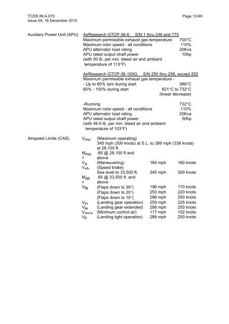 European Aviation Safety Agency EASA TYPE-CERTIFICATE DATA