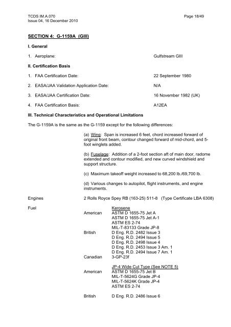 European Aviation Safety Agency EASA TYPE-CERTIFICATE DATA