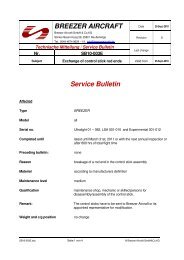 BREEZER AIRCRAFT Service Bulletin