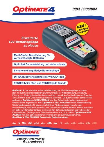DUAL PROGRAM Erweiterte 12V-Batteriepflege ... - Tecmate-int.com