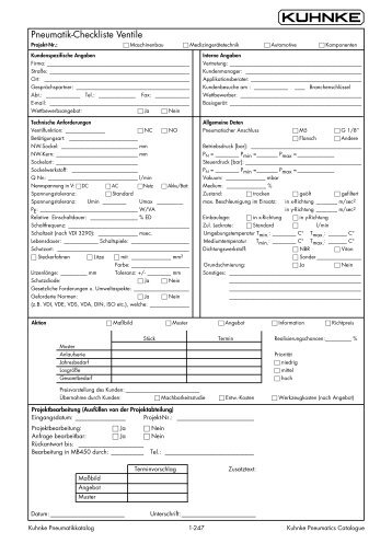 Pneumatik-Checkliste Ventile - Kuhnke