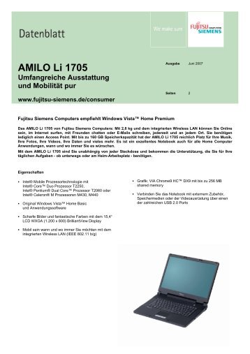 AMILO Li 1705 Umfangreiche Ausstattung und ... - Onyougo.de