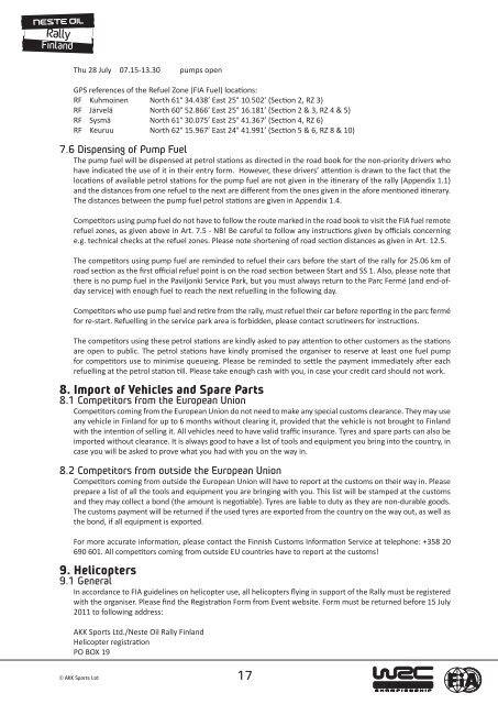 Rally Guide 2 - Neste Oil Rally Finland