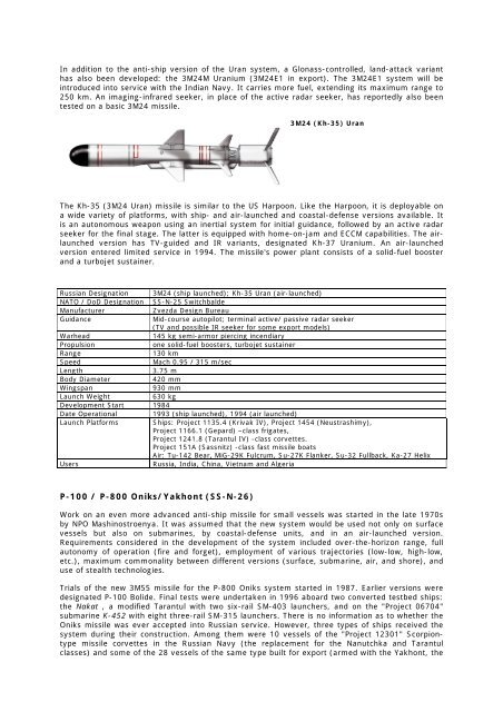 RUSSIAN/SOVIET SEA-BASED ANTI-SHIP MISSILES Specia ... - DTIG