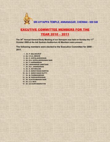 Members List : - annanagarayyappatemple.org