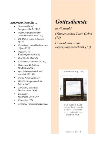 Gottesdienste - Evangelische Kirchengemeinde Aichwald