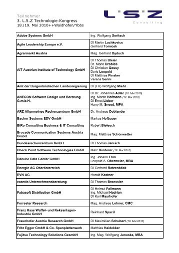 3. L.S.Z Technologie-Kongress - LSZ Consulting