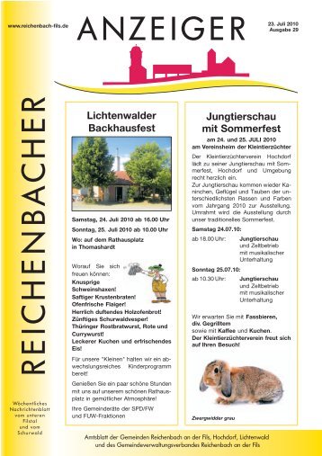Lichtenwalder Backhausfest - Gemeinde Reichenbach an der Fils