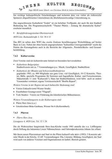 Prof. Ingo Moerth - Publikationen: Linzer Kultur Regionen