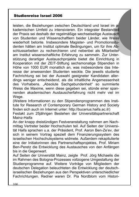 Reisbericht - Johannes Gutenberg-Universität Mainz