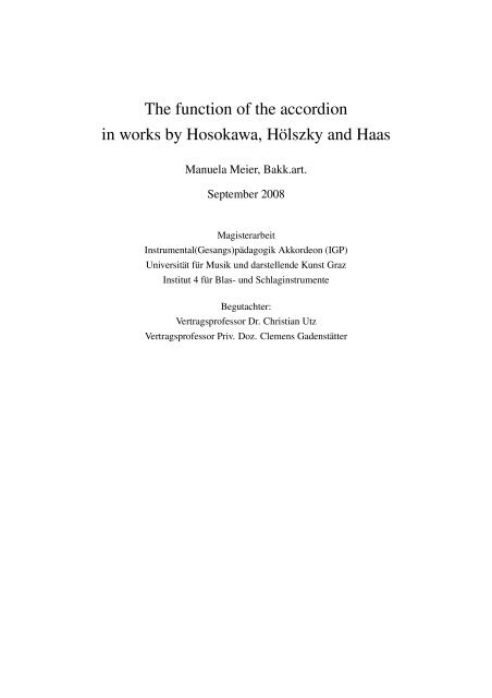 The function of the accordion in works by Hosokawa, H#olszky and ...