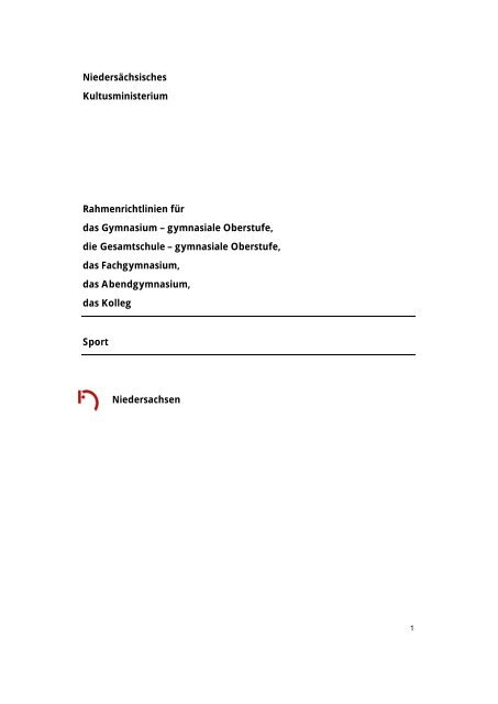 Niedersächsisches Kultusministerium Rahmenrichtlinien für das ...