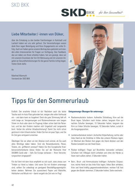 Düker Nachrichten Sommer 2012 - Düker GmbH & Co KGaA