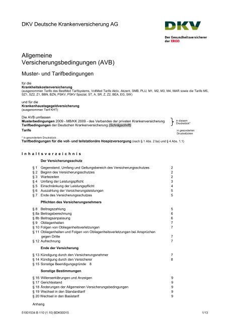 allgemeine versicherungsbedingungen avb dkv