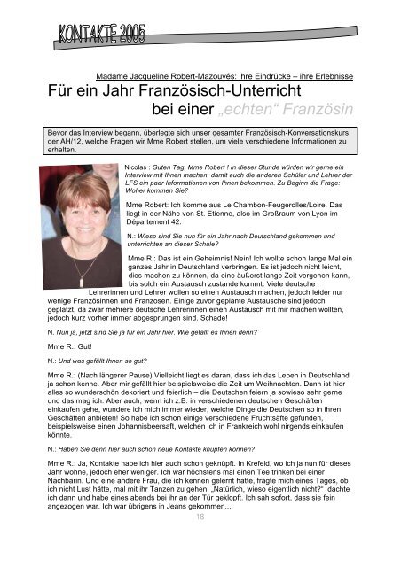 Kontakte 2005 (PDF) - LFS – Liebfrauenschule Geldern