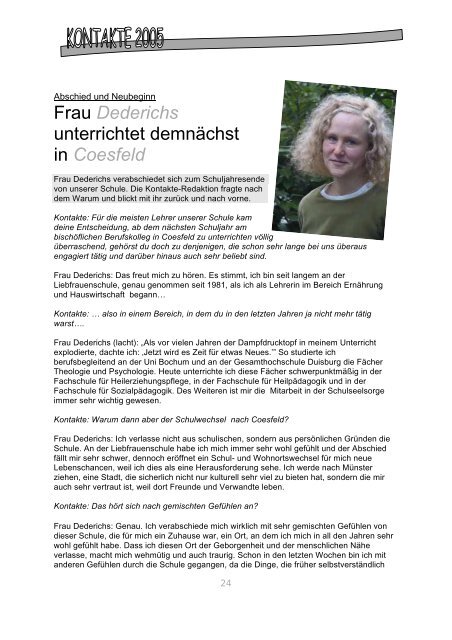 Kontakte 2005 (PDF) - LFS – Liebfrauenschule Geldern