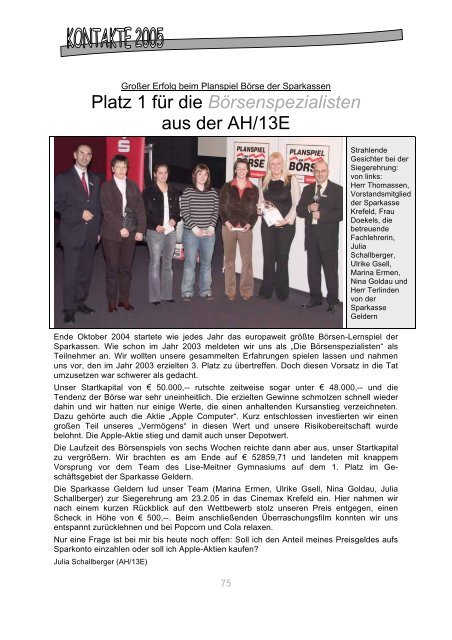 Kontakte 2005 (PDF) - LFS – Liebfrauenschule Geldern