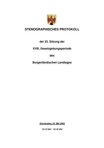 STENOGRAPHISCHES PROTOKOLL der 33 ... - Burgenland.at